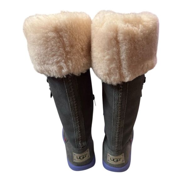 Ugg Heart Amber Kitten Gray Purple Corduroy Girls Youth Kids Winter Tall Boots 1 - Picture 5 of 7